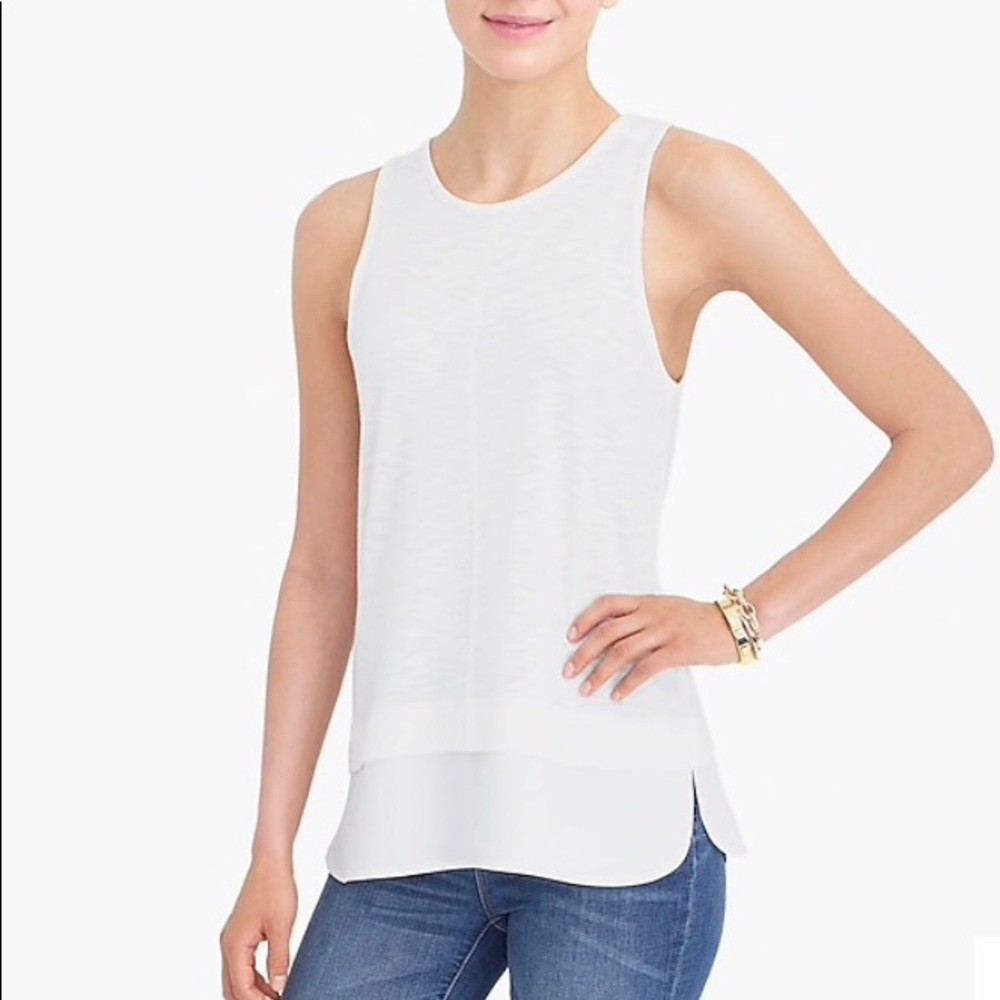NWT, J.Crew, Ivory Silky Hem Sleeveless Top!